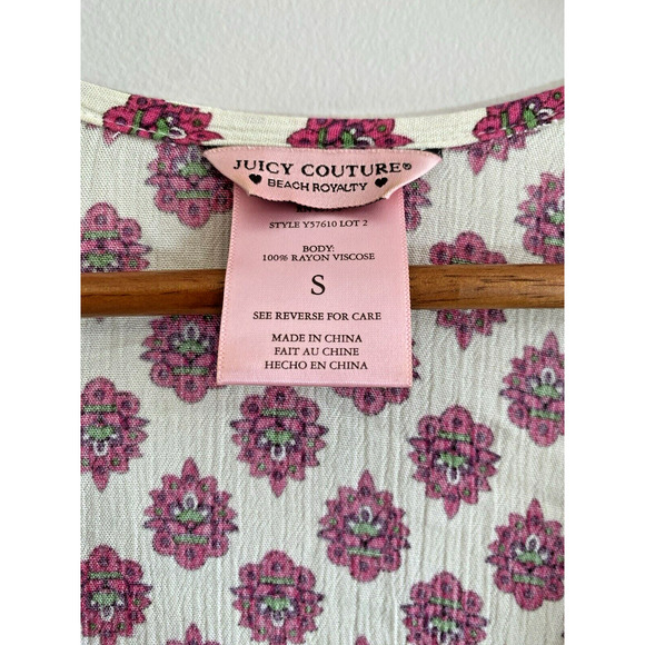 Juicy Couture Beach Royalty Cover Up Womens SMALL Boho Print Buttons Drawstring - Picture 5 of 6
